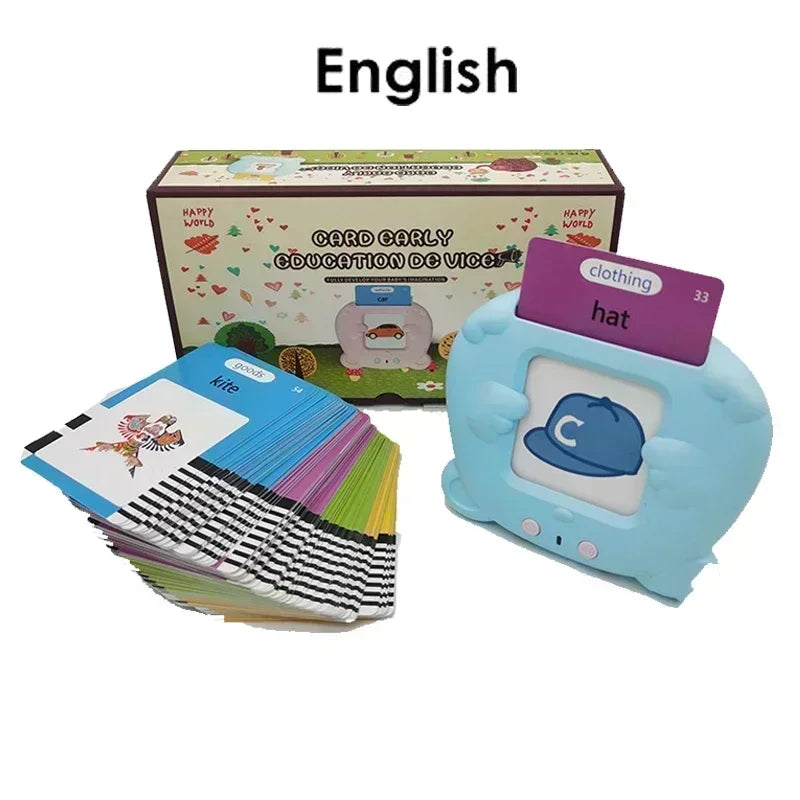 Máquina de aprendizagem para crianças falando cartões flash jardim de infância crianças linguagem livro de áudio eletrônico aprender inglês alemão espanhol francês