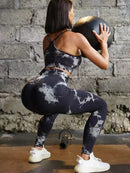 Conjunto deportivo de yoga con teñido anudado para mujer, conjunto deportivo de fitness, sujetador deportivo y leggings de cintura alta, ropa de gimnasio, trajes deportivos sin costuras