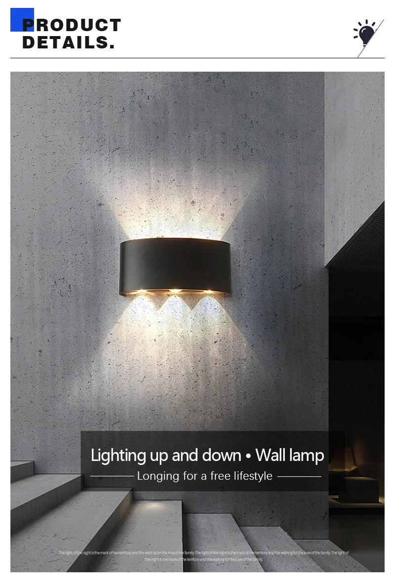 Modern LED Wall Lights Indoor and Outdoor Waterproof Wall Lights Living Room Corridors Courtyard Gardens Outdoor Wall Lights