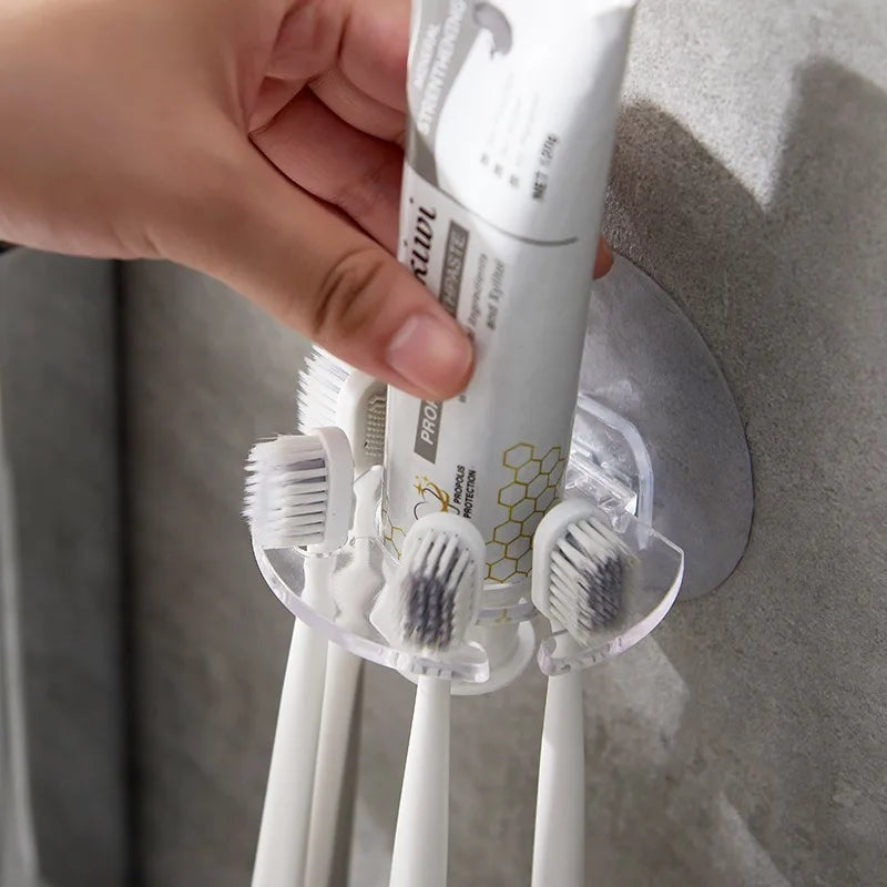 Soporte autoadhesivo para cepillos de dientes, soporte de almacenamiento para maquinilla de afeitar, dispensador de montaje en pared, colgador exprimidor, gancho, accesorios de baño