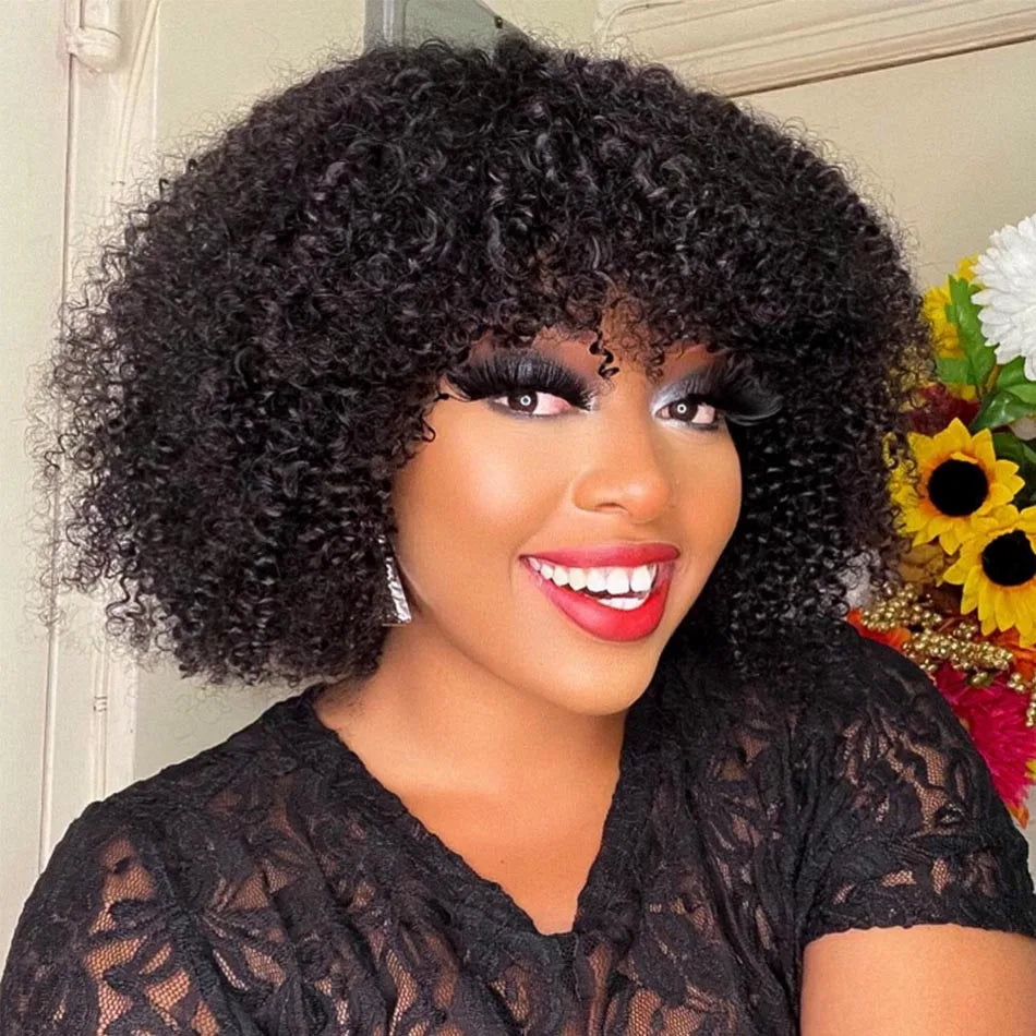 MsSunlight Afro Kinky Curly Wig Human Hair Short Wigs For Women Human Hair 100% Natural 4B 4C Brazilian Hair Wigs Full Machine