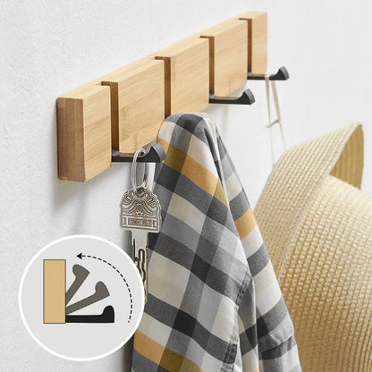 Colgador de llaves de bambú para colgar en la pared, organizador de pared, perchero rectangular, ganchos para abrigos, decoración del hogar, perchero