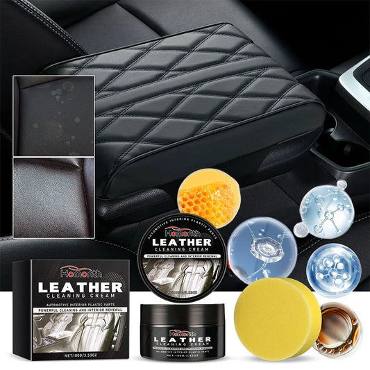 Acondicionador de cuero de larga duración para asientos de coche, pulido, cuidado nutritivo, crema para el cuidado del cuero, para pantalones, bolsos, zapatos y muebles.
