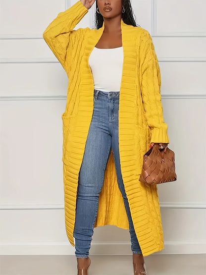 Plus Size Women's Sweater Fashion Casual Cardigan Solid Colour Knitted Sweater Cardigan with Pocket Autumn and Winter Best