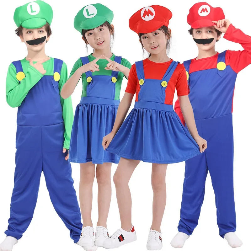 Adult Kids Game Funny Super Brother Mari Bros Fantasia Jumpsuit Man Dress Suit Anime Cosplay Costume Carnival Halloween Costumes