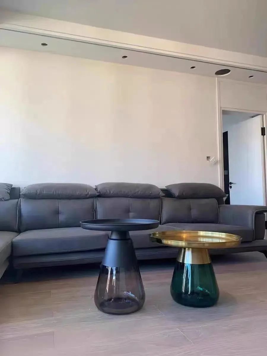 Artistic Glass Coffee Tables, Creative Design End Tables for Living Room , Stylish Accent Tea Table with Various Sizes & Colors