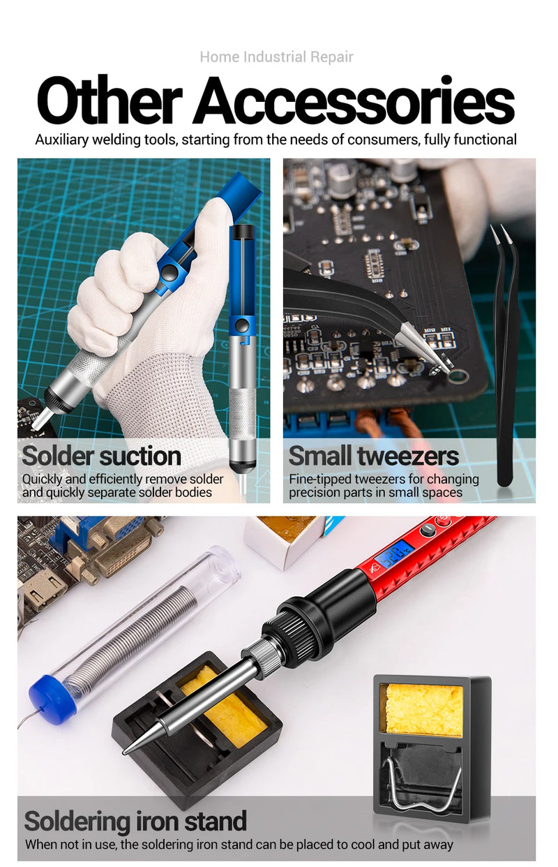 ANENG SL106 Electric Soldering Irons Adjustable Temperature Welding Solder Rework Station Heat Pencil Tip Repair Tools 110V/220V