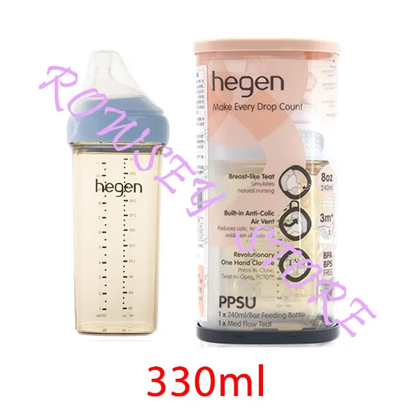Hegen-Original PPSU Bottle with Storage Lid for Children, Fall-Proof, Baby Bottle, Water Bottle, Gift Box, Original 
