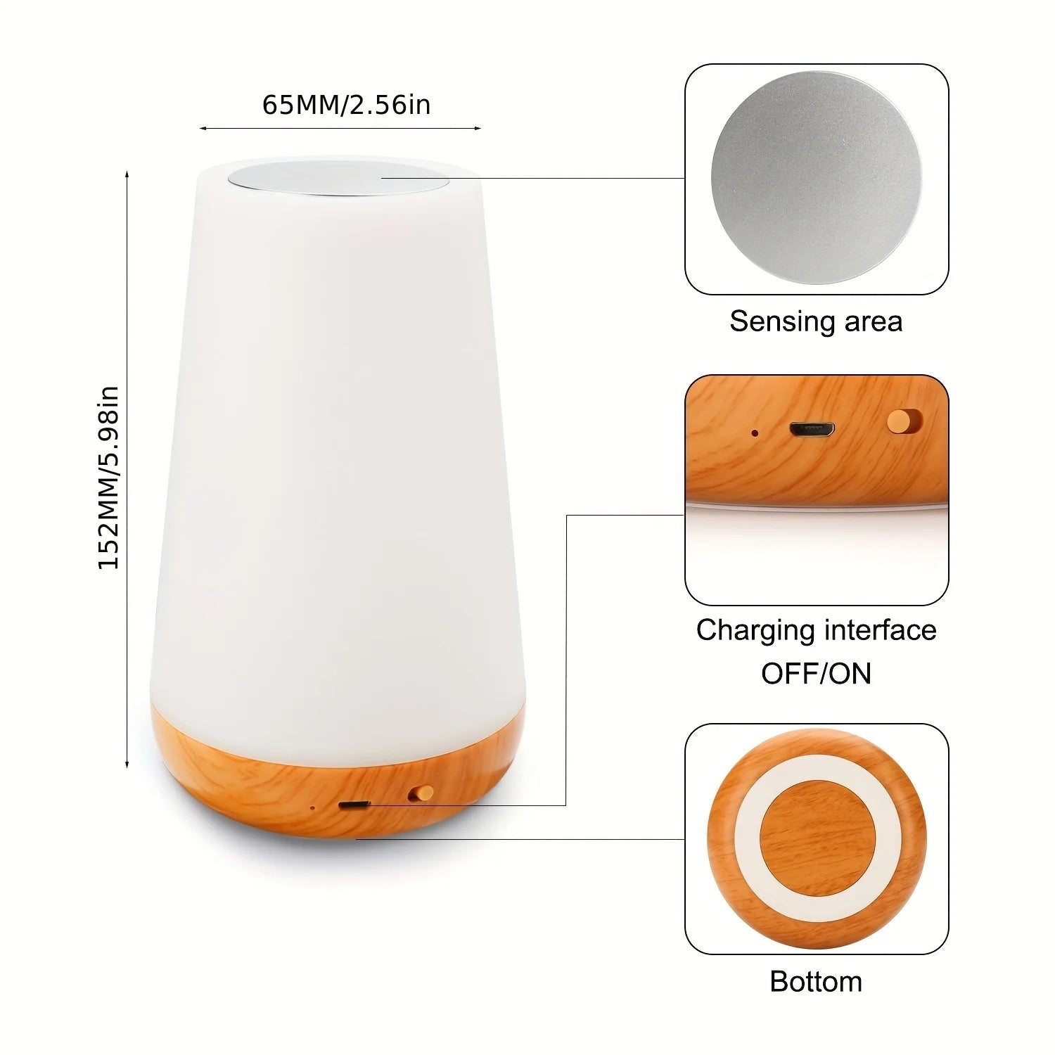 Luminária Noturna RGB Recarregável via USB com 13 Cores, Controle Remoto e Touch – Portátil, com Intensidade Regulável (Ideal para Mesa ou Cabeceira)