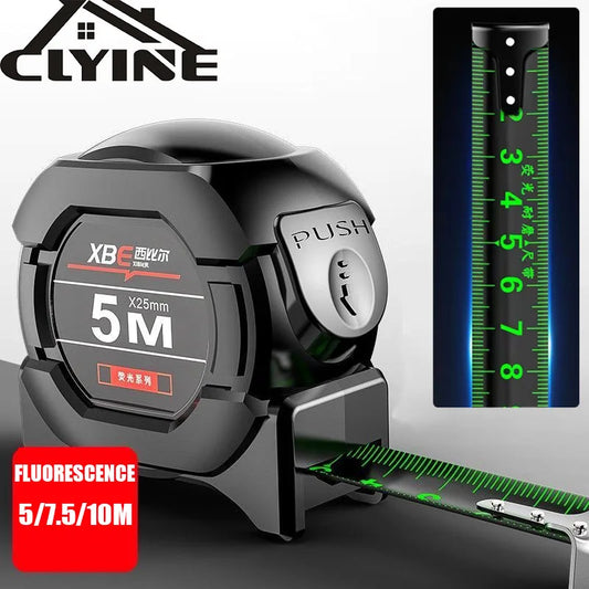 Laser Tape Measure Self-locking High-precision Steel Tape Black Fluorescent Wear-resistant Fall Resistant Digital Metric Tape