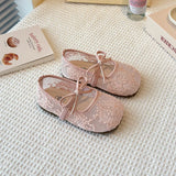 2026 Summer Kids Shoes Girls Sandals Lace Floral Princess Shoes Children Soft Sole Flat Party Dress Breathable Shoes