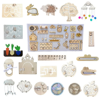 Wood Busy Board Accessories Baby DIY Montessori Toy Early Learning Wooden Toy Wooden Elements Parts for Kids Education Skill Toy