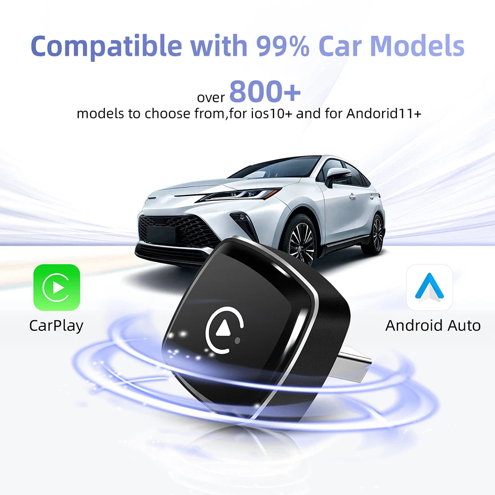 2025 New Adapter 2in1 Mini CarPlay Box Wired To Wireless CarPlay Android Auto Smart Box Bluetooth Connect Plug&Play For 98% Cars