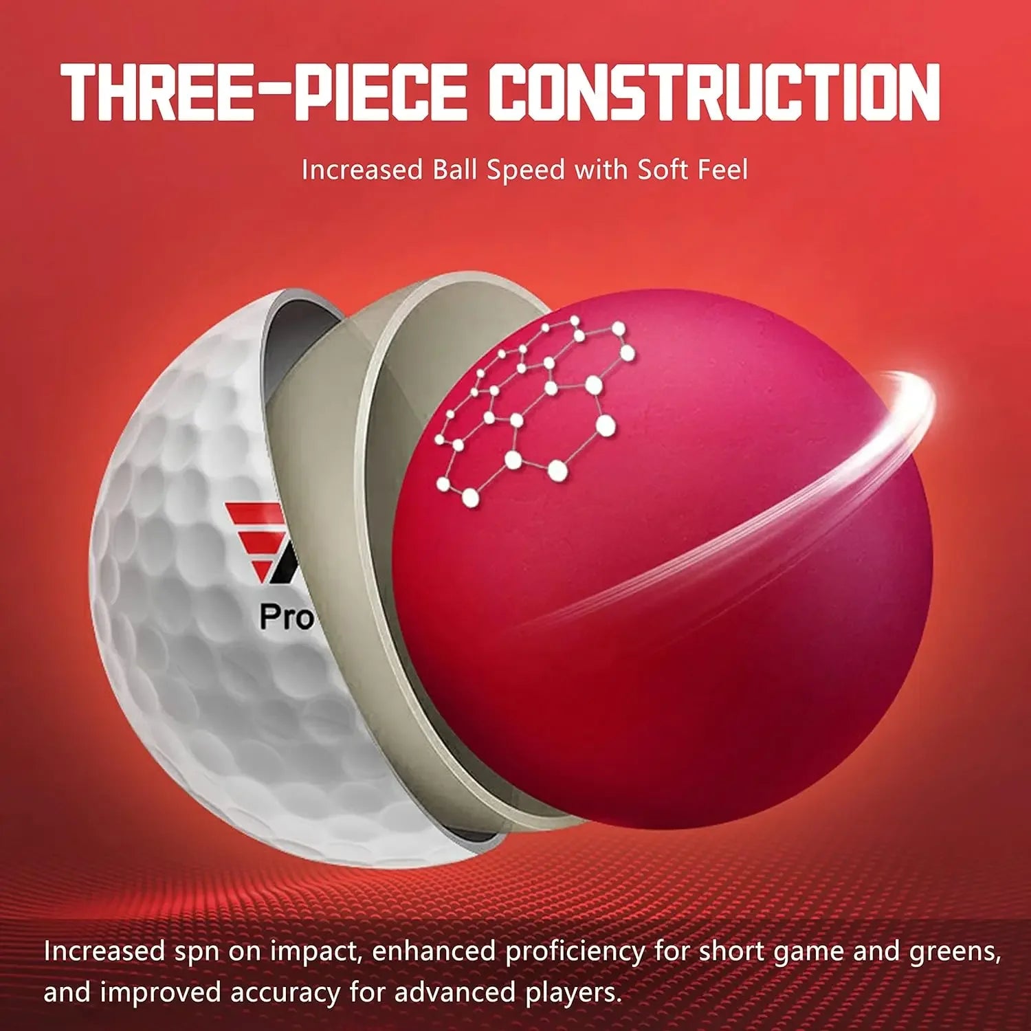 1/3/5/10pc Golf Practice Ball, High-Quality 3 Layer Ball for Competition Sports, 42.6mm Professional High Elastic Rubber Golf Ball