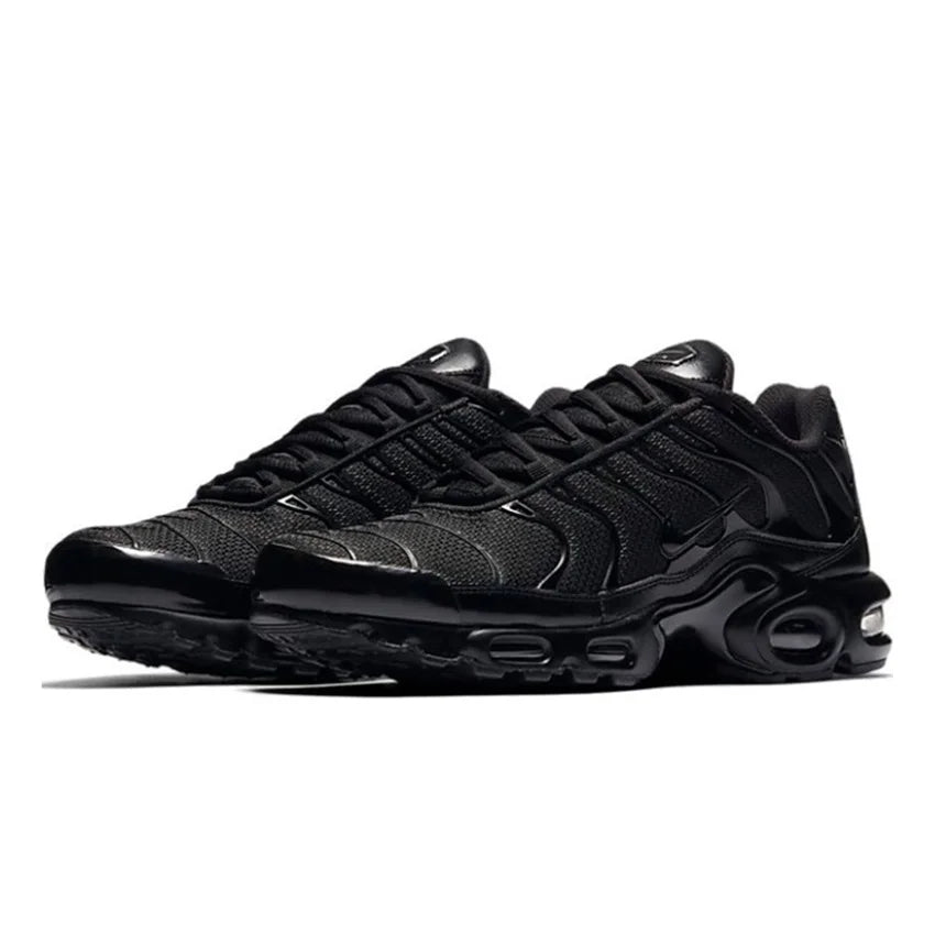 Zapatillas Nike Air Max Plus TN para correr, clásicas, negras triples, para exteriores, para correr, caminar, deportivas, para mujer y hombre.