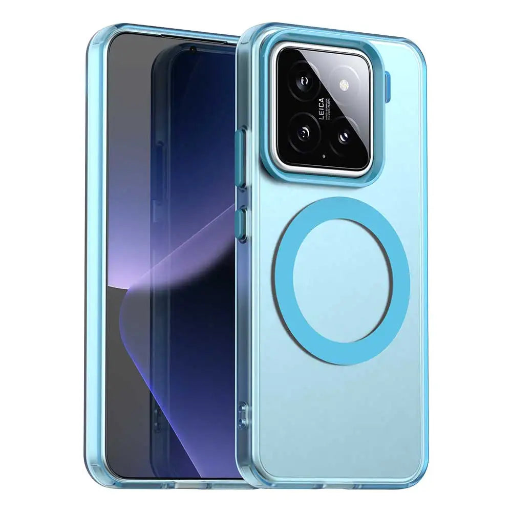Magnetic Wireless Charging Case For Xiaomi 15 Mi 14 14T Pro Cover Candy Colors Transparent Back Shell Coque