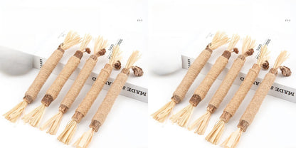 New Toy Cat Chew Toys Silvervine Chew Stick with Catnip Wooden Cleaning Pet Snack Sticks Kitty Raffia Grass Training
