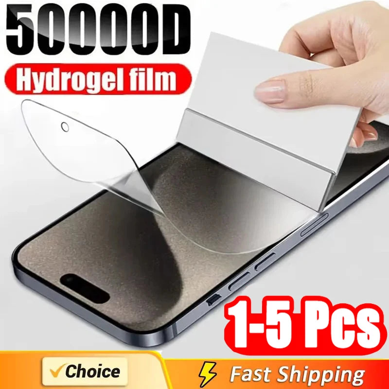 1-5 protectores de pantalla de hidrogel de cobertura completa para iPhone 14, 11, 16, 12, 13 Pro Max, 7, 8, 14 Plus, 13, 12 Mini, X, XR, XS MAX