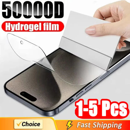 1-5 protectores de pantalla de hidrogel de cobertura completa para iPhone 14, 11, 16, 12, 13 Pro Max, 7, 8, 14 Plus, 13, 12 Mini, X, XR, XS MAX