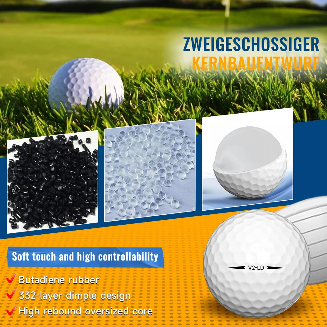 Caiton 50pcs 2-Layer Golf Balls - 332 Dimple, Max Distance, Spin Control, Durable, Precision - For Golf Training & Play