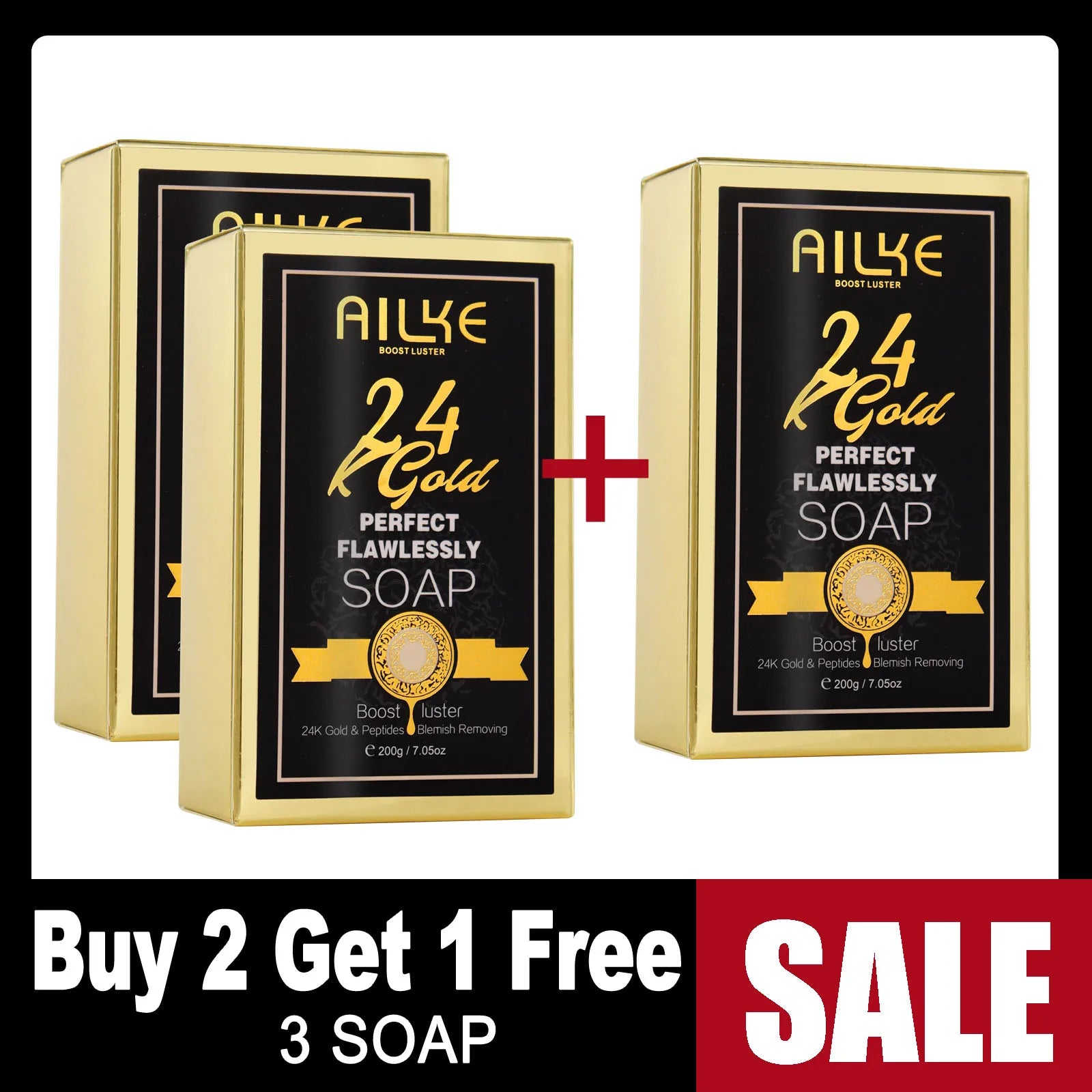 AILKE 24K Gold Flawlessly Skin Care Set, Whitening, Reduces Dark Spots, Pigmentation, Wrinkles, Moisturizes, For All Skin Types