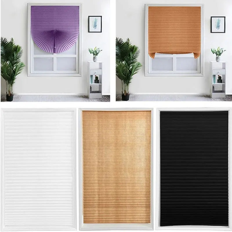 1Pc Shades Self-adhesive Half Windows Nonwoven Folding Curtain Bathroom Balcony Living Room Balcony Curtains Pleated Blinds