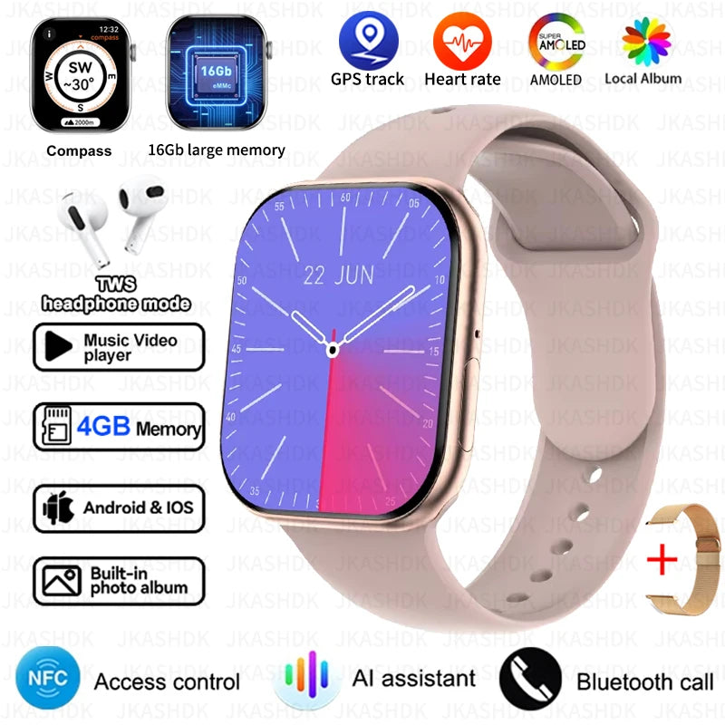 New For Apple Watch 10 GPS NFC Smart Watch Men Women Wireless Charging BT Call Waterproof HD AMOLED Smartwatch For Android IOS