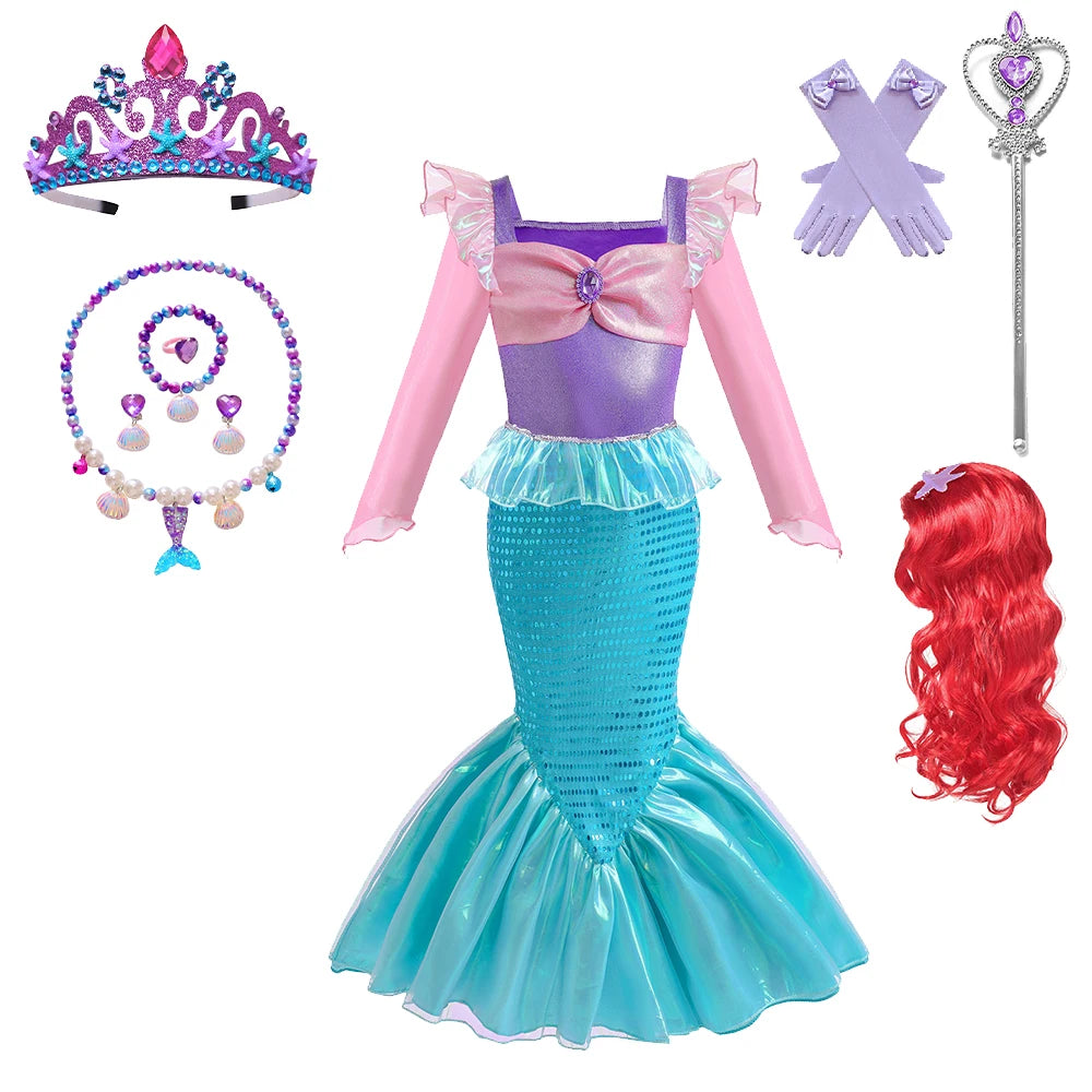 Children's Mermaid Cosplay Costume Girls' Role Play Costume Carnival Halloween Birthday Party Costume Summer Princess Dress