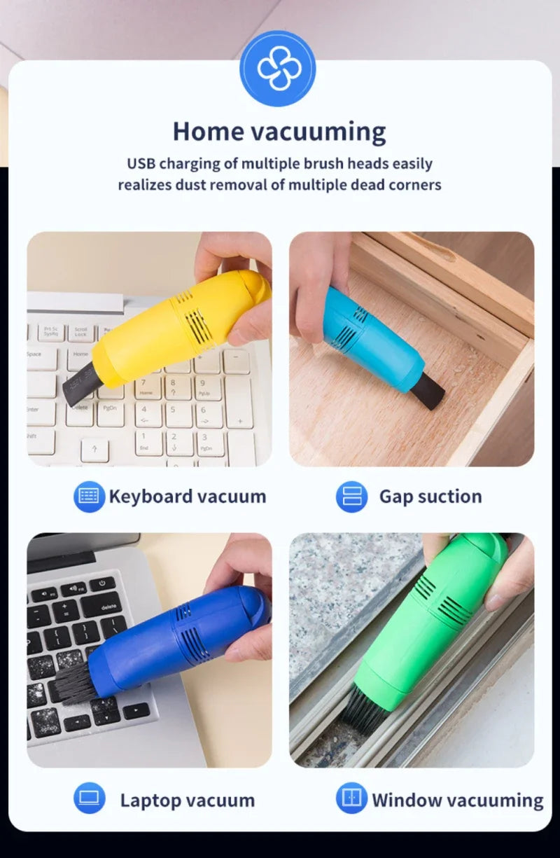 Mini USB Vacuum Cleaner Keyboard Brush Laptop Shell Cleaner Dust Brush Portable USB Vacuum Cleaner Computer Cleaning Tool