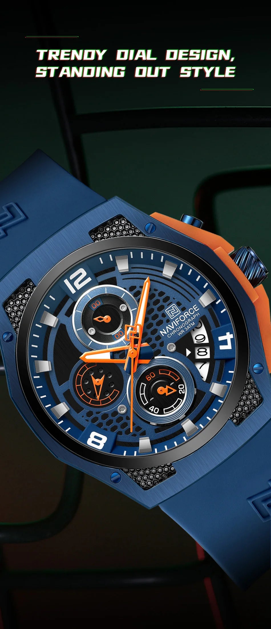 NAVIFORCE High Quality Luxury Original Men Watch Silicone Strap Waterproof Male Quartz Wrist watch Sport Clock Relogio Masculino