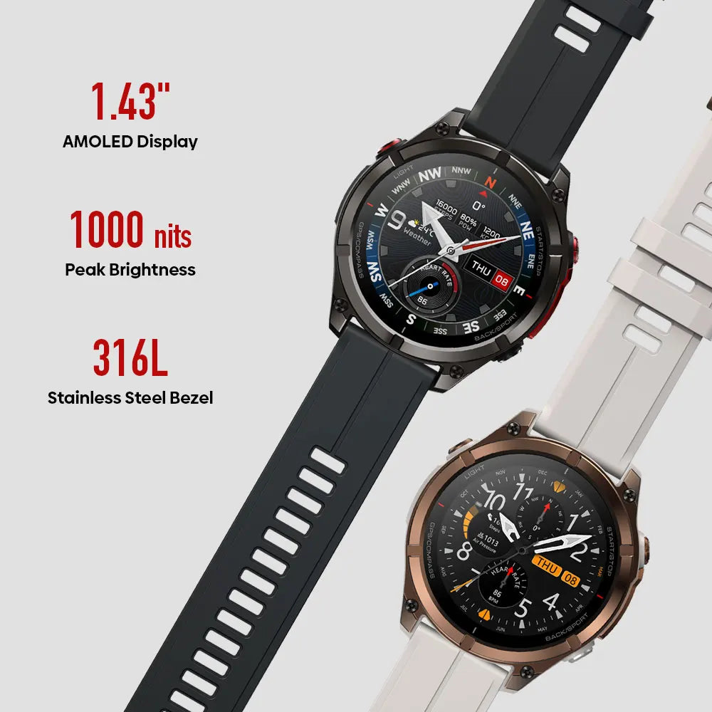 2026 Zeblaze Stratos 4 Pro Gps Smart Watch 1.43'' Amoled Display Dual Color Flashlight Music Storage 170+ Exercise Modes Smartwatch