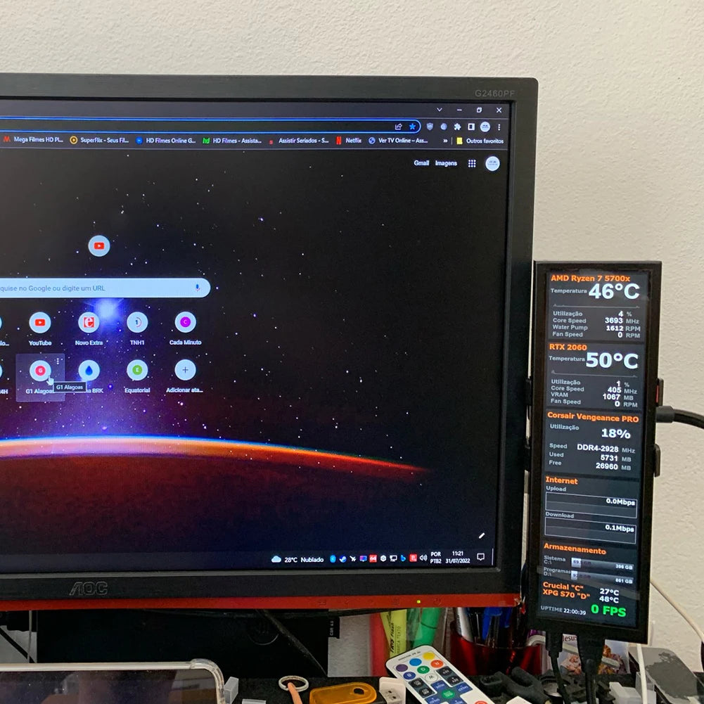 3/5/8.8inch IPS USB Secondary Screen HD-MI Computer CPU GPU RAM HDD SSD Monitor USB Sub Display 480X1920 For Raspberry Pi Linux