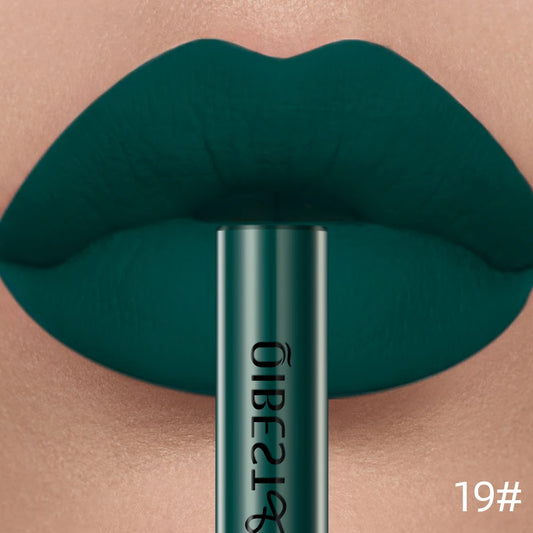 QIBEST Matte Liquid Lipstick Waterproof Long-Lasting Velvet Lip Gloss Tint Tube Matte Nude Pigment Red Lipgloss Lip Makeup
