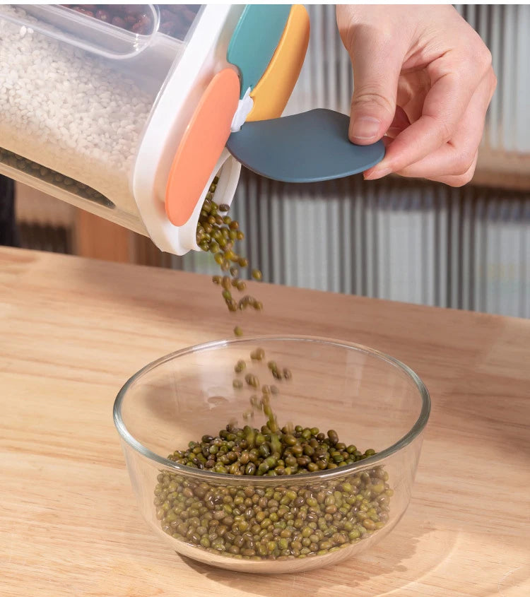 Kitchen Cereals Storage Box Plastic 4 grids Cereals Sealed Jar Food Container Moisture-proof Grain Tank Spaghetti Keep Fresh Box