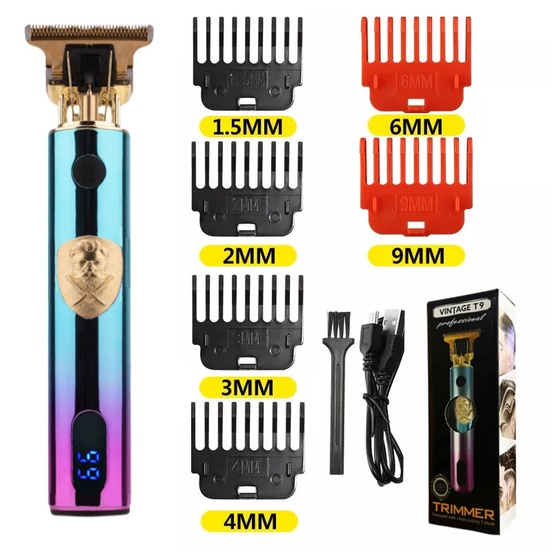 T9 LCD Electric Hair Trimmer Oil Shaving Head Electric Clipper Engraving Electric Clipper Hair Precision Trimmer for Men Care