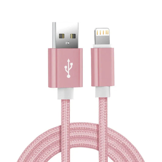 Cable de carga USB trenzado de nailon metálico para iPhone 14, 8, 7, 6S Plus, X, XR, XS, 11, 12, 13 Pro Max, iPad 9, cable de datos de carga rápida de 1 m, 2 m y 3 m