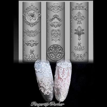 1Pc Chain Ice Flower Fox Spoon Fork Dragon Snake Butterfly 3D Acrylic Mold Nail Art Decorations  DIY Design Silicone Nails Mold