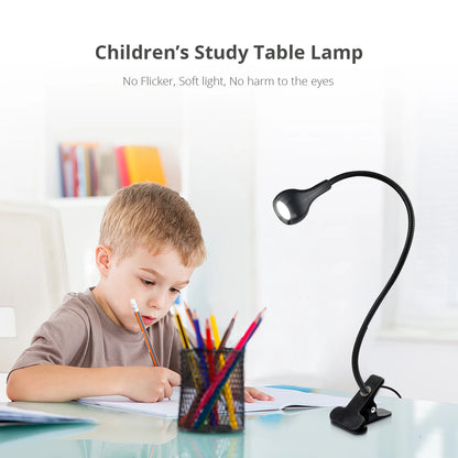 Flexible Table Lamp USB Power Lamp Reading Book Light With Holder Clip Study Reading Lamps Bedside Table Bedroom Decor Nightlamp