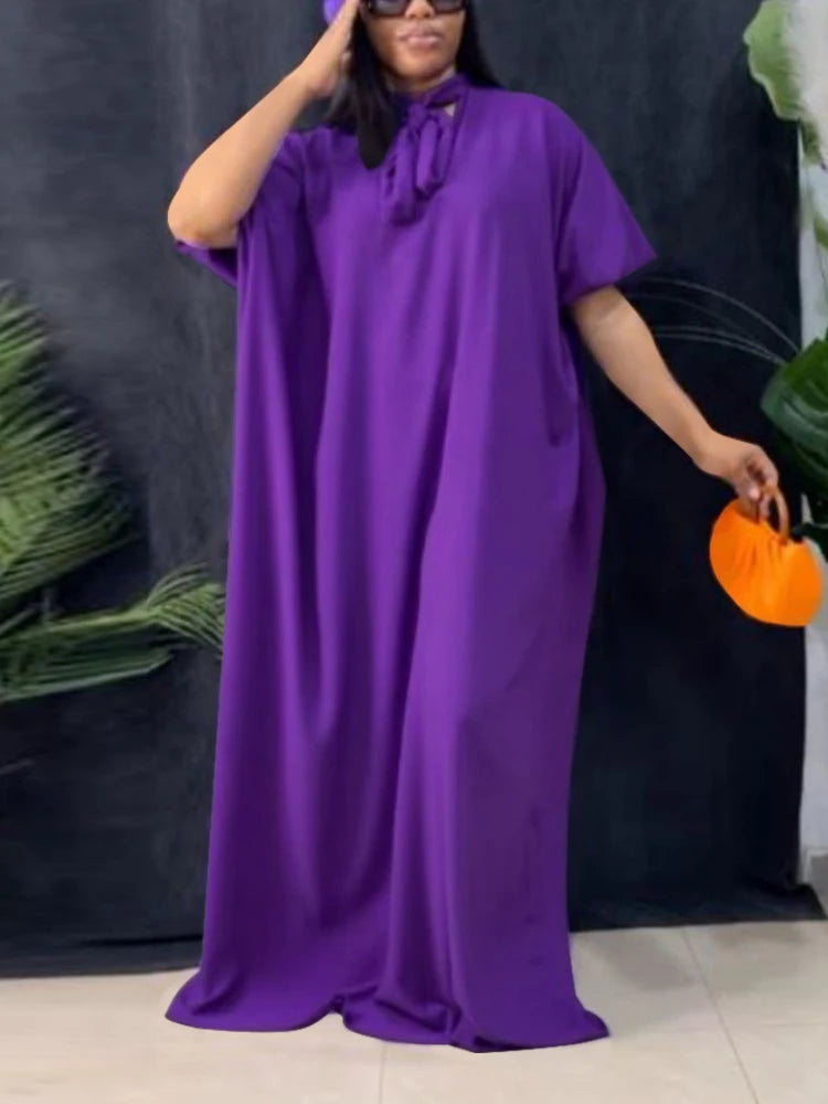 Vestido largo holgado para mujer, con cordones, cuello de lazo, ala de murciélago, largo hasta el suelo, ropa informal de gran tamaño para fiesta nocturna y discoteca, talla única