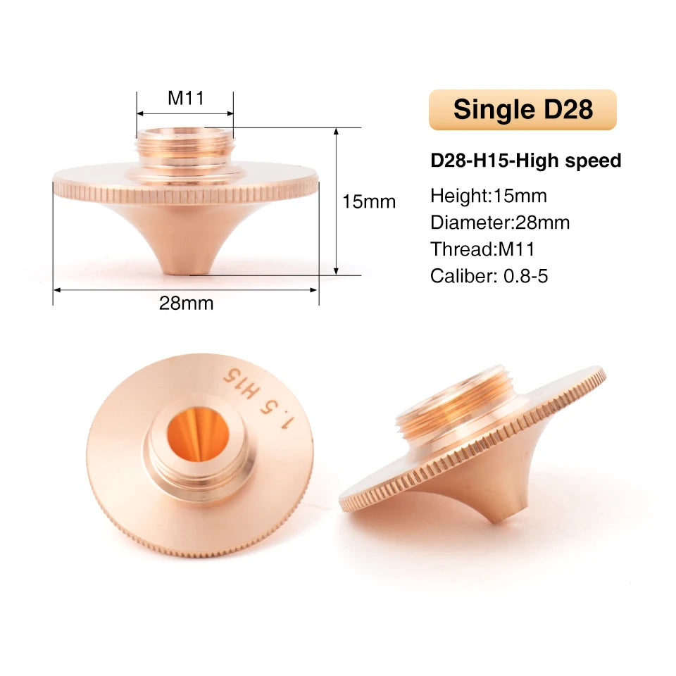 High Speed HANS Raytools Laser Nozzles D28 M11 H15 1.5 1.8 2.0 2.5 3.0 Single Double Chrome-plated Fiber Cutting Machine Parts