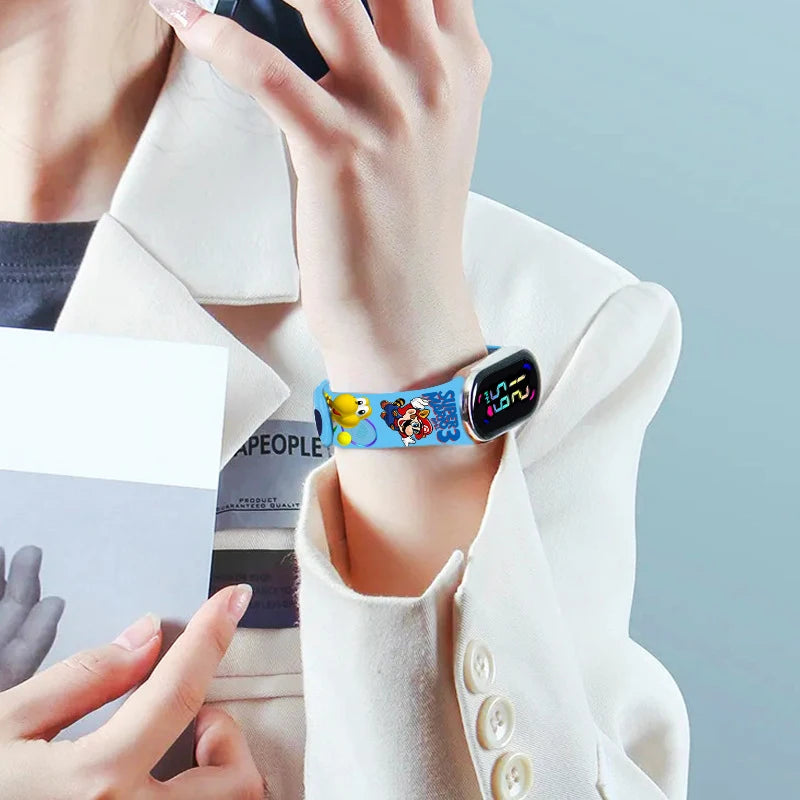Relojes para niños de Mario Bros, figuras de acción, Luigi, Princesa Peach, Yoshi Bowser, pulsera deportiva para niños, reloj Digital resistente al agua