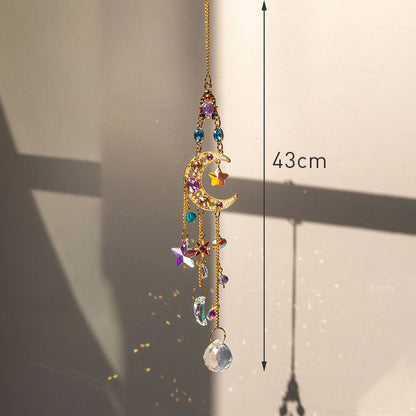 Colgante de cristal para jardín, atrapasol, campanillas de viento, prisma arcoíris, cadena de cristal para ventana, campana colgante, árbol de Navidad, decoración del hogar