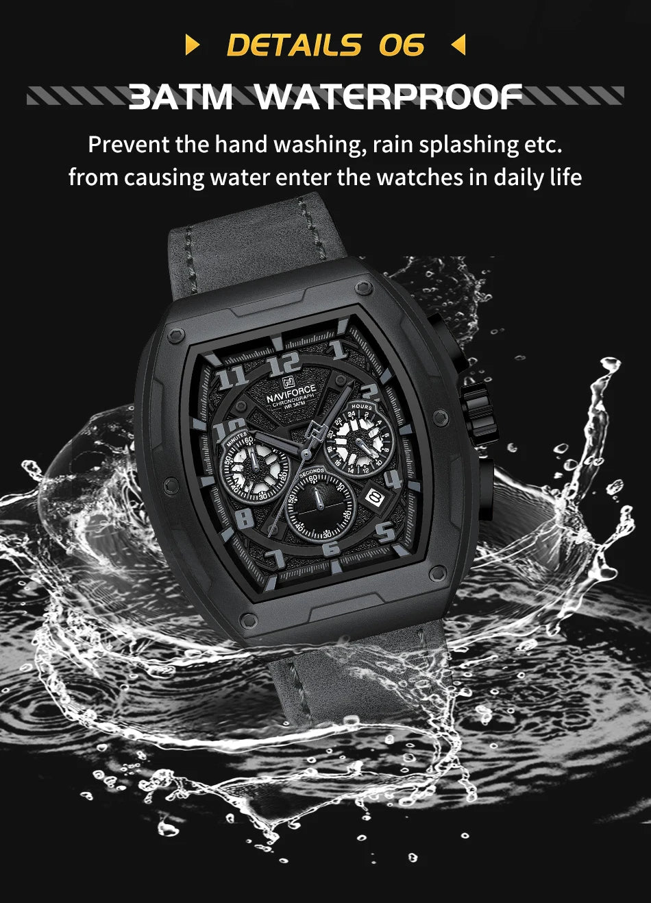 NAVIFORCE Luxury Brand Men's Sports Watch Quartz 24-Hour Chronograph Waterproof Male Wristwatches Date Display Clock Reloj Hombre