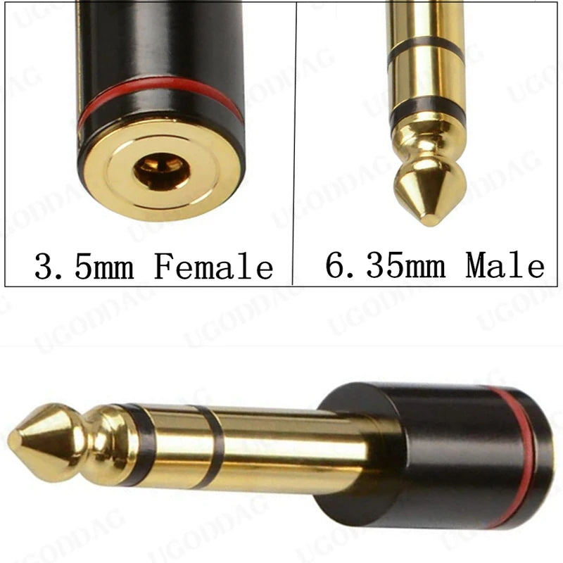 6.5 Connector Plug 6.35mm Male To 3.5mm Female Audio Adapter Gold Plated Hifi Headphones Jack Stereo Microphone Earphone DIY 3.5