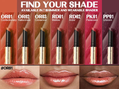 FOCALLURE Brillo labial perlado en barra, hidratante, de larga duración, sexy, brillante, lápiz labial, maquillaje, cosméticos