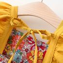 Vestido de verano para niña con tirantes y flores fragmentadas, sin mangas, de princesa, para recién nacida de 0 a 3 años, incluye gorro.