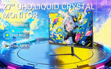 HGFRTEE 27" 4K Monitor 3840*2160 UHD IPS Computer Screen, 99% sRGB 10-Bit Color Accuracy Office Display for Gaming PC Laptop PS5