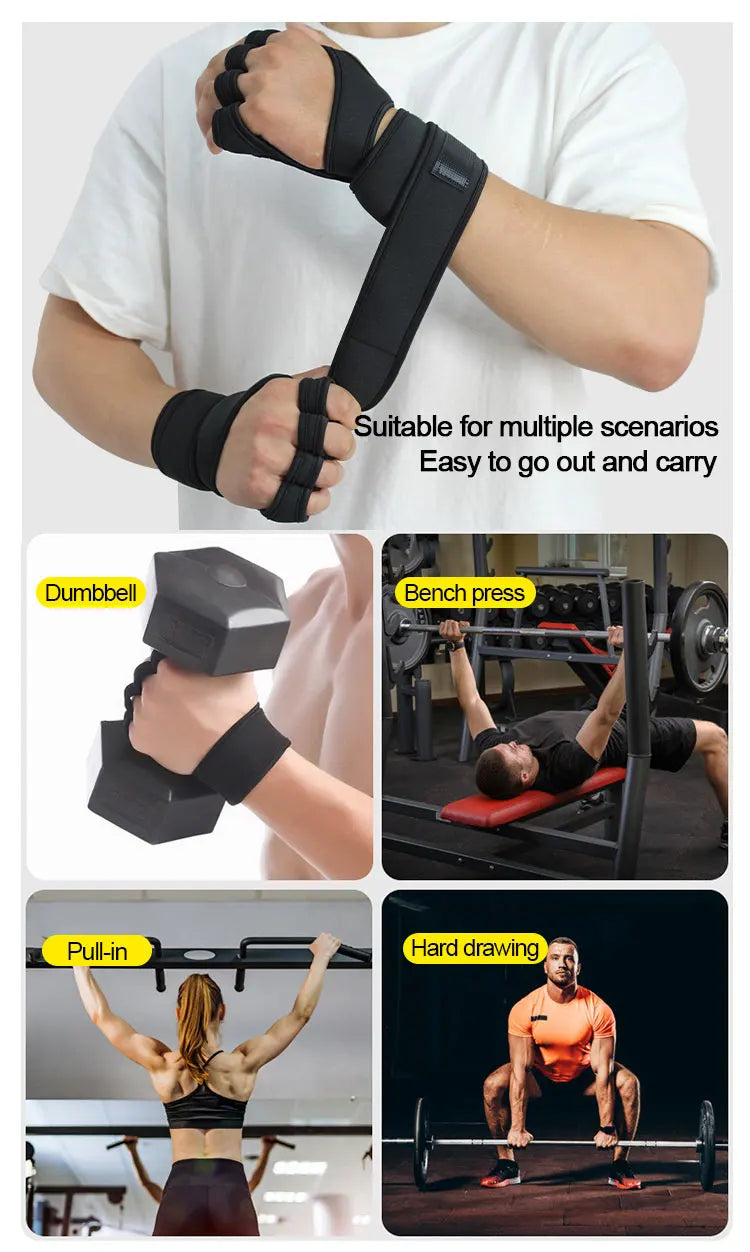 Guantes de entrenamiento deportivo para hombres y mujeres, guantes de entrenamiento, fitness, culturismo, levantamiento de pesas, gimnasio, guantes protectores de manos, muñecas y palmas.