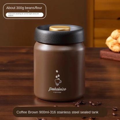 316 Stainless Steel Vacuum Coffee Storage Container Airtight Light-proof Tea Spice Food Storage Jar Kitchen Tool