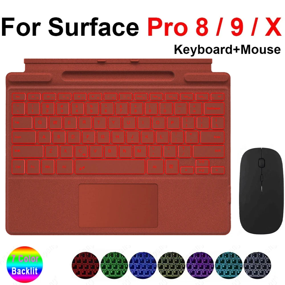 Trackpad Keyboard for Microsoft Surface Pro 3 4 5 6 7 8 9 X Backlit Russian Spanish Arabic Portuguese French Hebrew Keyboard